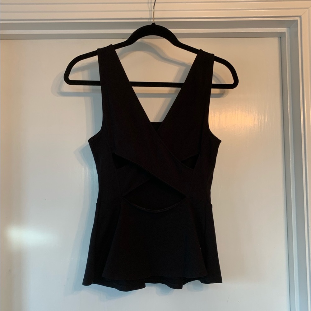 Express Black Peplum Top with Criss Cross Back